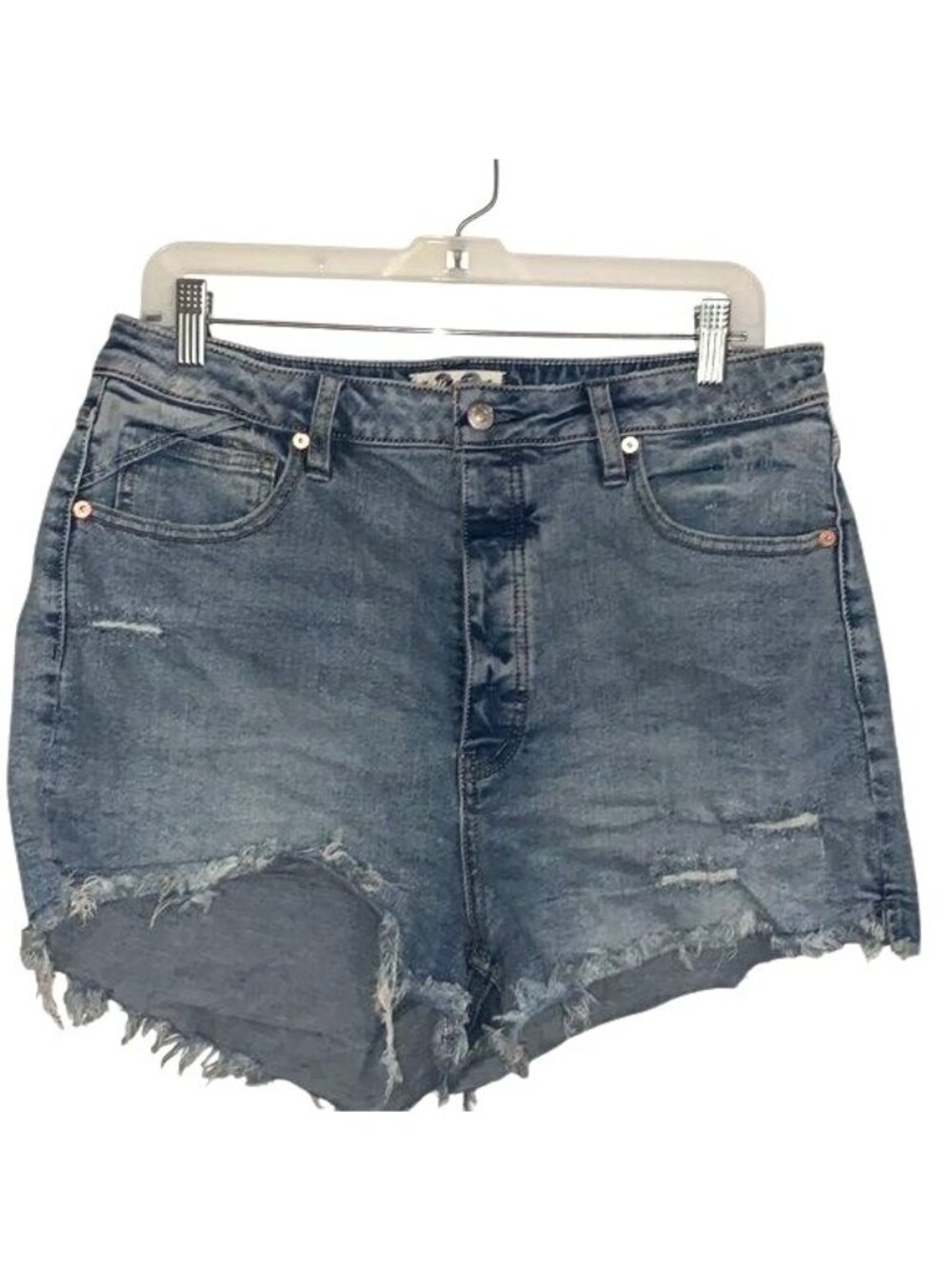We The Free Crvy High-Rise Distressed Denim Shorts Size 32 US / UK 18 Button Fly